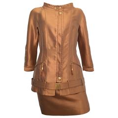 Gianfranco Ferre 90s Silk Copper Metallic Skirt Suit Size 4.