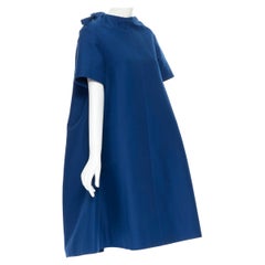 MARNI 2019 blue stiff cotton short sleeve bow detail boxy cocoon dress FR38