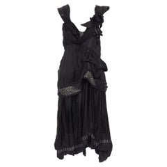ANTONIO MARRAS Schwarzes dekonstruiertes, drapiertes, trägerloses, verziertes Jacquard-Kleid IT42