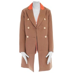 SACAI orange collar detachable padded gilet camel cashmere wool coat JP2 M