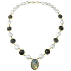 Rutilated Quartz, Coin Pearls, Baroque Pearls Necklace