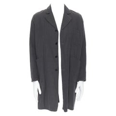 new YAECA grey linen cotton spread collar 3-pocket overcoat jacket M