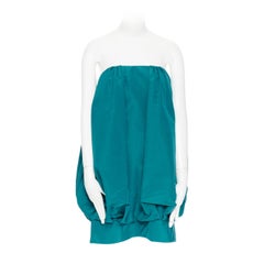 OSCAR DE LA RENTA AW13 100% silk green corset voluminous bubble dress US4 S