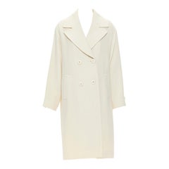 GIANFRANCO FERRE STUDIO ivory wool crepe double breasted coat jacket IT42 M
