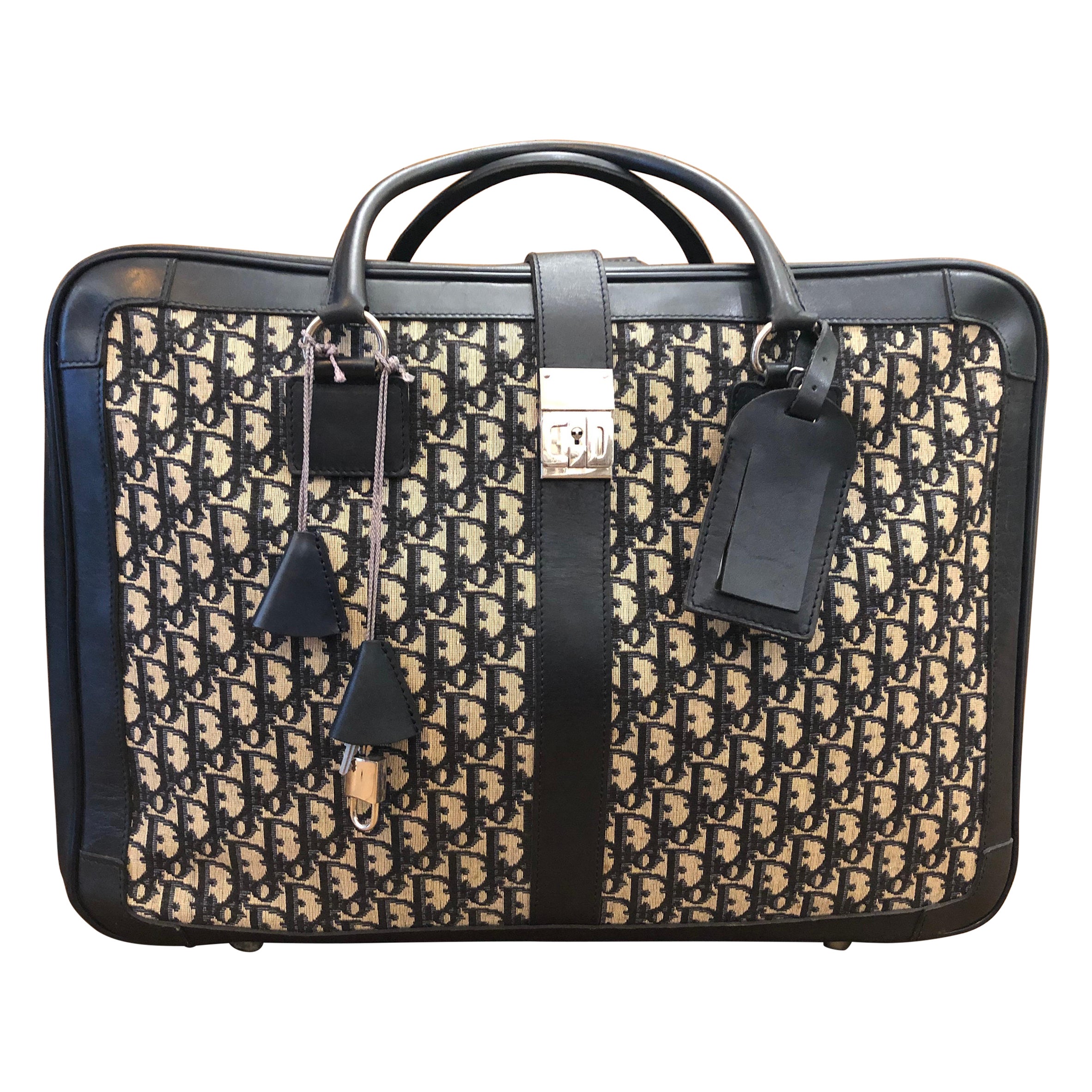 Beautiful vintage Christian Dior suitcase in navy blue monogram canvas ...