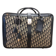 Vintage 1970s CHRISTIAN DIOR Navy Trotter Jacquard Soft-sided Suitcase Size 50