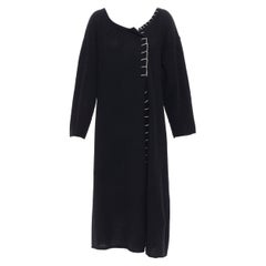 YOHJI YAMAMOTO 100% wool black white whipstitch asymmetric sweater dress JP2