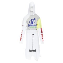 new VETEMENTS DEMNA GVASALIA white deconstructed concert tee layered dress S