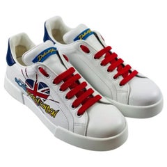 Dolce & Gabbana White DG Loves London Portofino Trainers Sneakers Sports Shoes 