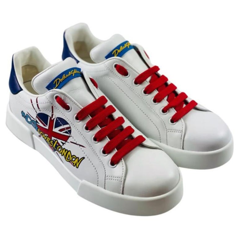 Dolce and Gabbana White DG Loves London Portofino Trainers Trainers Sports  Shoes For Sale at 1stDibs
