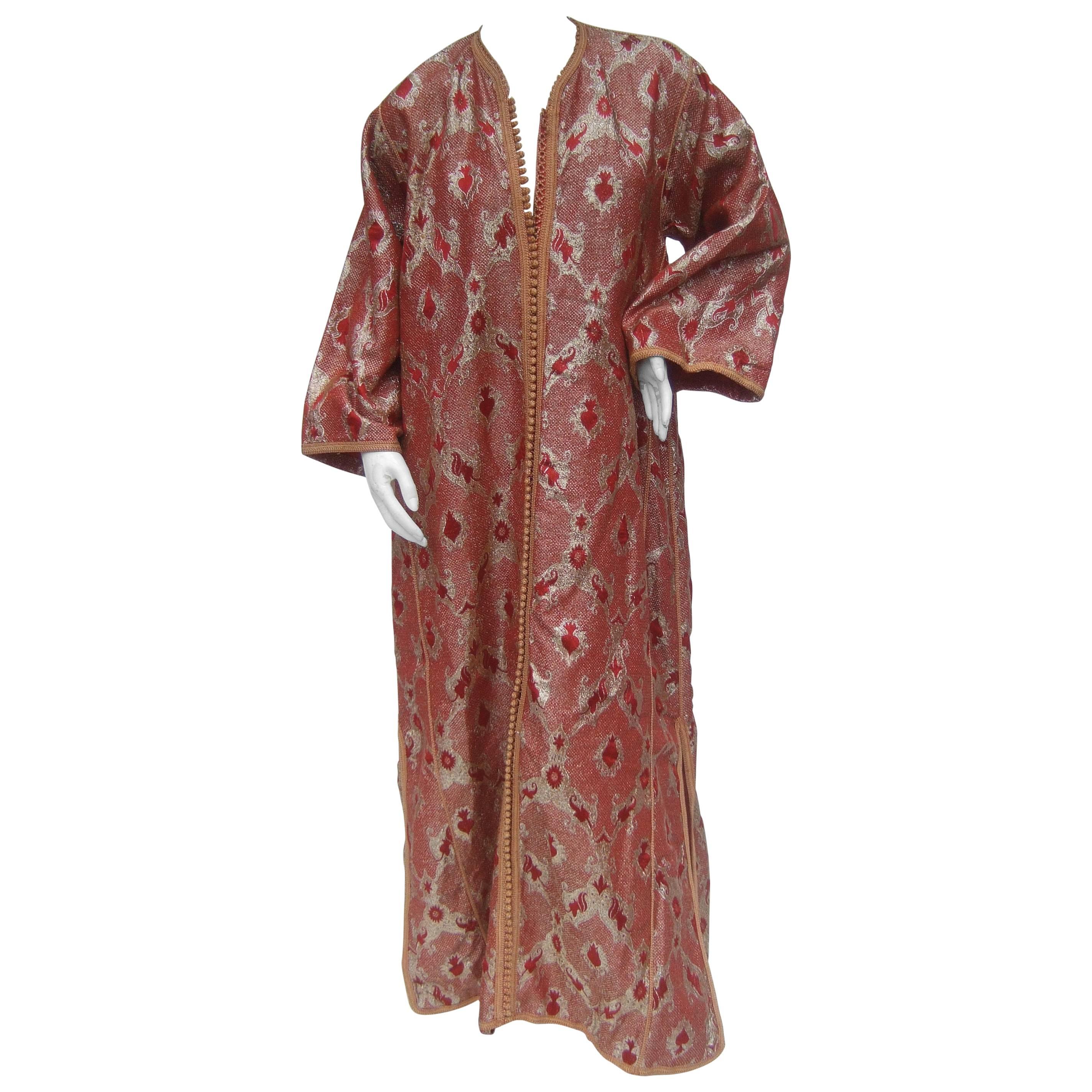 Exotic Metalllic Brocade Caftan Gown c 1970s
