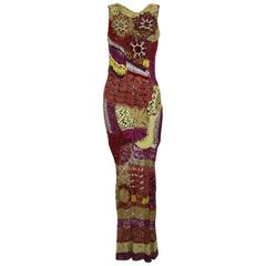 Christian Lacroix 1990s Rainbow Crochet Gown with Glittering Appliqué