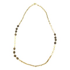 Chanel Gold Knot and  Nacre Faux Pearl Necklace 