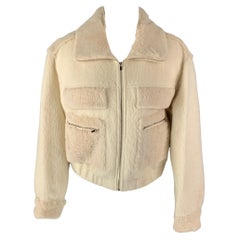 DIANE VON FURSTENBERG Size 8 Cream Wool / Alpaca Zip Up Jacket