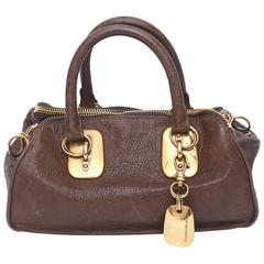 Donna Karan Leather and Sculptural Gold Tone Hardware