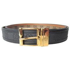 1980s Gucci Black Leather Belt New Old Stock Unisex 10