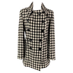 SOFIA CASHMERE Size 6 Black & White Houndstooth Alpaca / Wool Coat