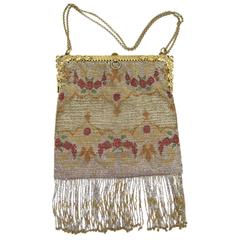 Art Deco 1920s Floral Steel Beaded Bag 12