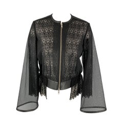 NOIR KEI NINOMIYA Size S Black Tulle See Through Textured Leather Jacket