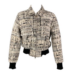 BADGLEY MISCHKA Größe 4 Weiß & Schwarz Texturierte Jacke aus Boucle-Polyestermischung