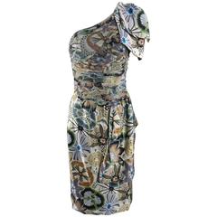 Missoni silk floral one sleeve ruched dress
