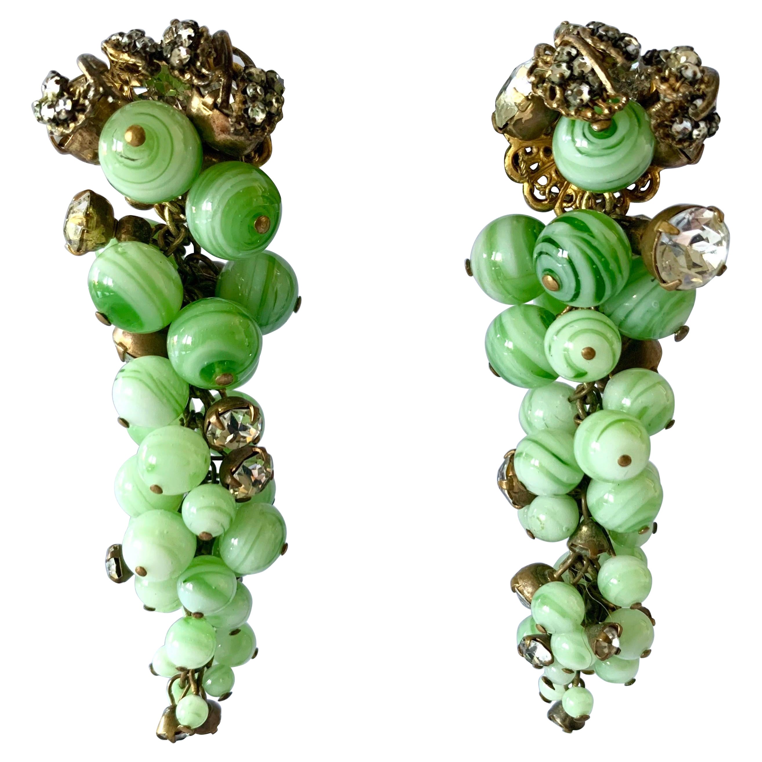 Vintage Miriam Haskell Grape Cluster Earrings  For Sale