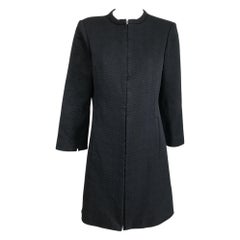 Guy Laroche Paris Collection Black Cloque Coat with Hooks at Front 