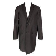 CALVIN KLEIN COLLECTION Size 38 Black Silk Notch Lapel Lightweight Coat