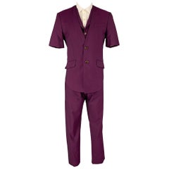 VIVIENNE WESTWOOD MAN Size 38 Purple Wool Short Sleeve Regular Fit 3 Piece Suit