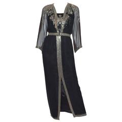 Michael Novarese Black Silver Bead/Sequin Vintage Dress with Cover-Up