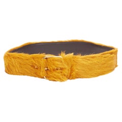 new PRADA 2017 Runway orange fur gold buckle thick waist belt 30" FR80 rare