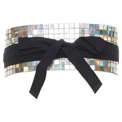 new MAISON MARGIELA 2014 iridescent mirrored tile wrap obi tie statement belt