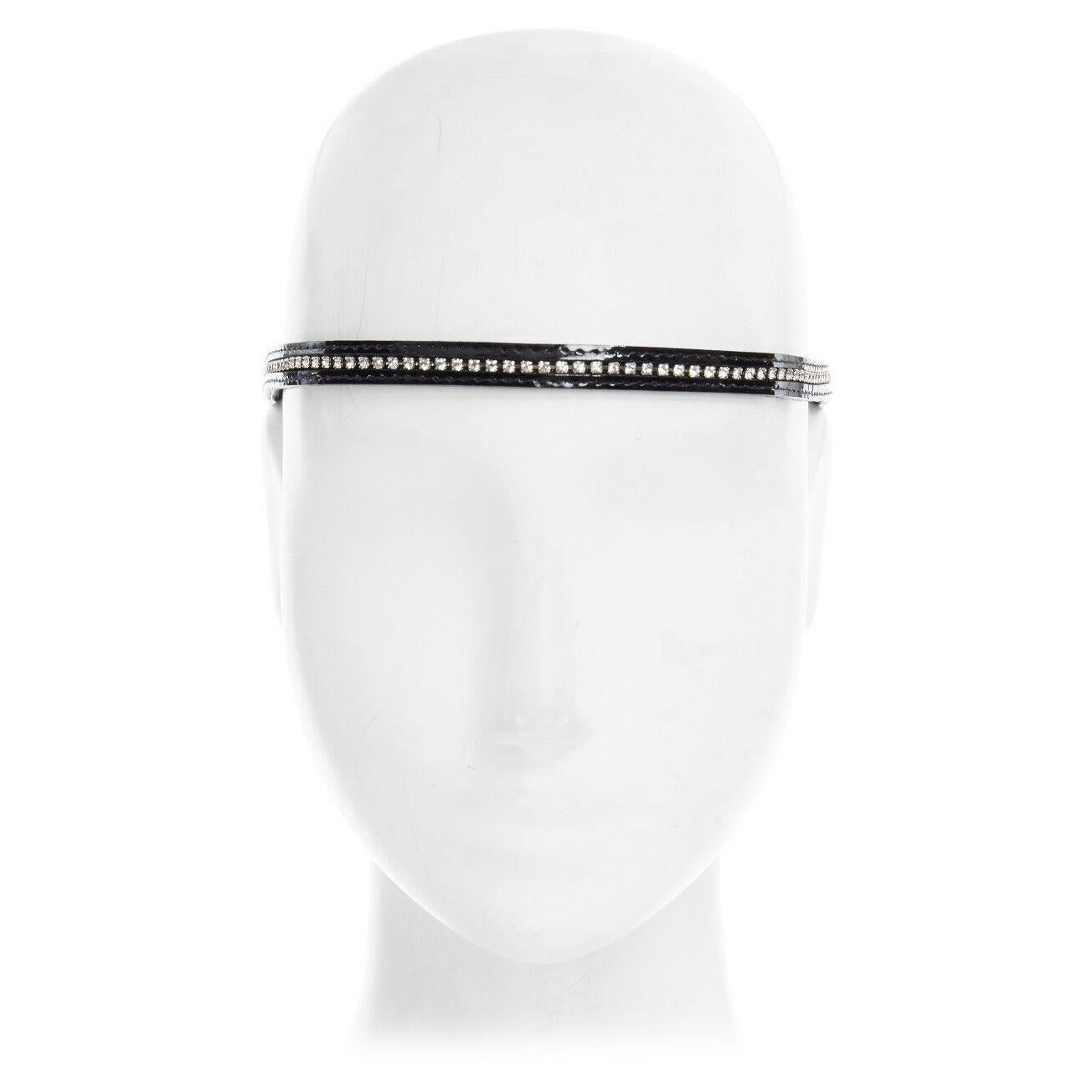 JENNIFER BEHRS handmade black patent leather crystal embellished headband