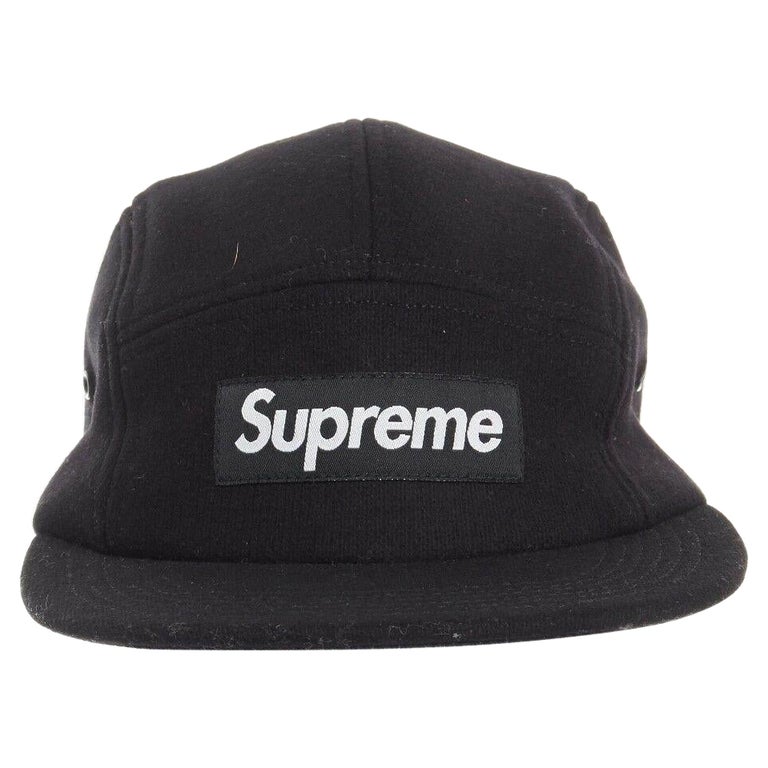 SUPREME box logo black wool short beak elasticated back cap hat M L at  1stDibs