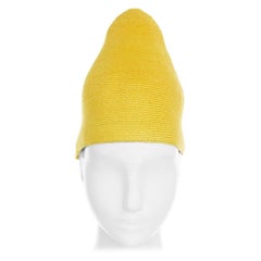 ISSEY MIYAKE PLEATS PLEASE yellow raffia straw woven pointed Moroccan hat