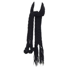 UNDERCOVER black wool chunky knit eye ball embellished fringe winter scarf