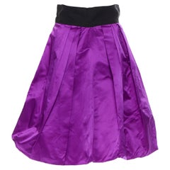 OSCAR DE LA RENTA 2009 purple silk pleated bubble  flared cocktail skirt US2 XS