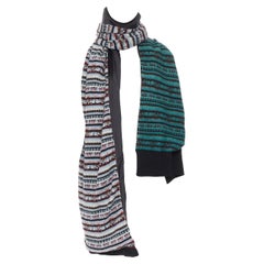 SACAI CHITOSE ABE green grey aztec wool knit scarf