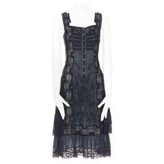 JILL STUART 100% cotton black embroidery anglaise floral bohemian dress XS