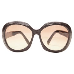 CUTLER AND GROSS genuine lizard leather gradient lens oversized sunglasses