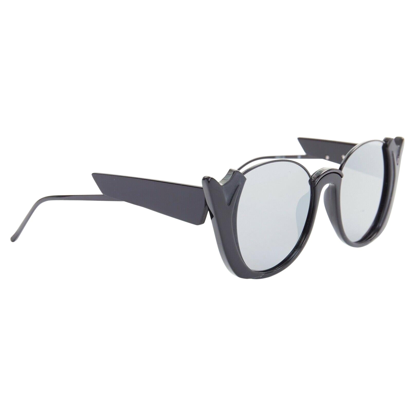 PRABAL GURUNG LINDA FARROW black mirrored lens architectural frame sunglasses
