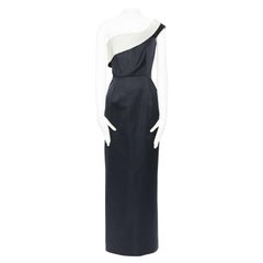 ROKSANDA black white silk evening dress graphic asymmetric high waist UK12 L