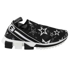 Dolce & Gabbana Black White Stars Polyester Low Top Stretch Sneakers Trainers