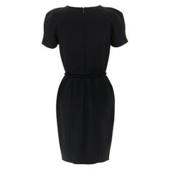 GIAMBATTISTA VALLI black asymmetric draped grosgrain waist cocktail dress IT40 S