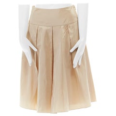 RALPH LAUREN light gold polyester silk blend pleated flared cocktail skirt US2 S