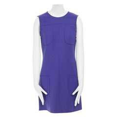 GIANNI VERSACE Vintage blue patch pocket sleeveless shift cocktail dress M