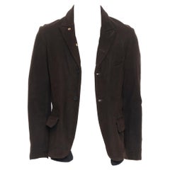 PAUL HARNDEN brown tumbled brushed leather exposed lining casual jacket S