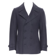 BOTTEGA VENETA grey cashmere wool blend double breasted winter jacket IT46 S