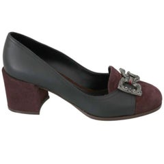 Dolce & Gabbana Black Bordeaux Leather Amore High Heels Pumps Shoes Logo Tags