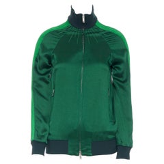 runway VALENTINO 2018 green crepe textured trim tracksuit zip jacket IT38 XS